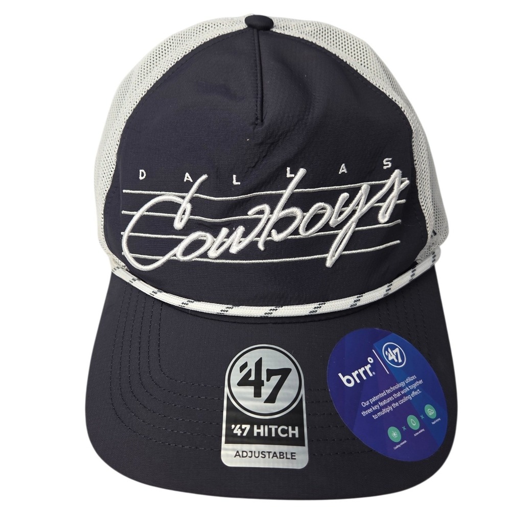 Dallas Cowboys '47 Navy White Downburst Relaxed Hitch Trucker Adjustable Hat NEW